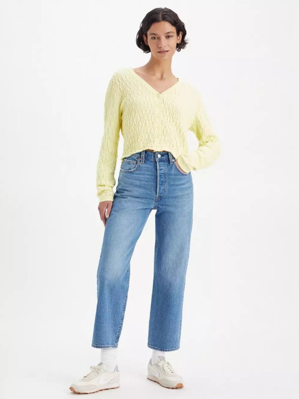 Levi's Ribcage Straight Ankle Jeans 25 Dance Around Button Fly High Rise